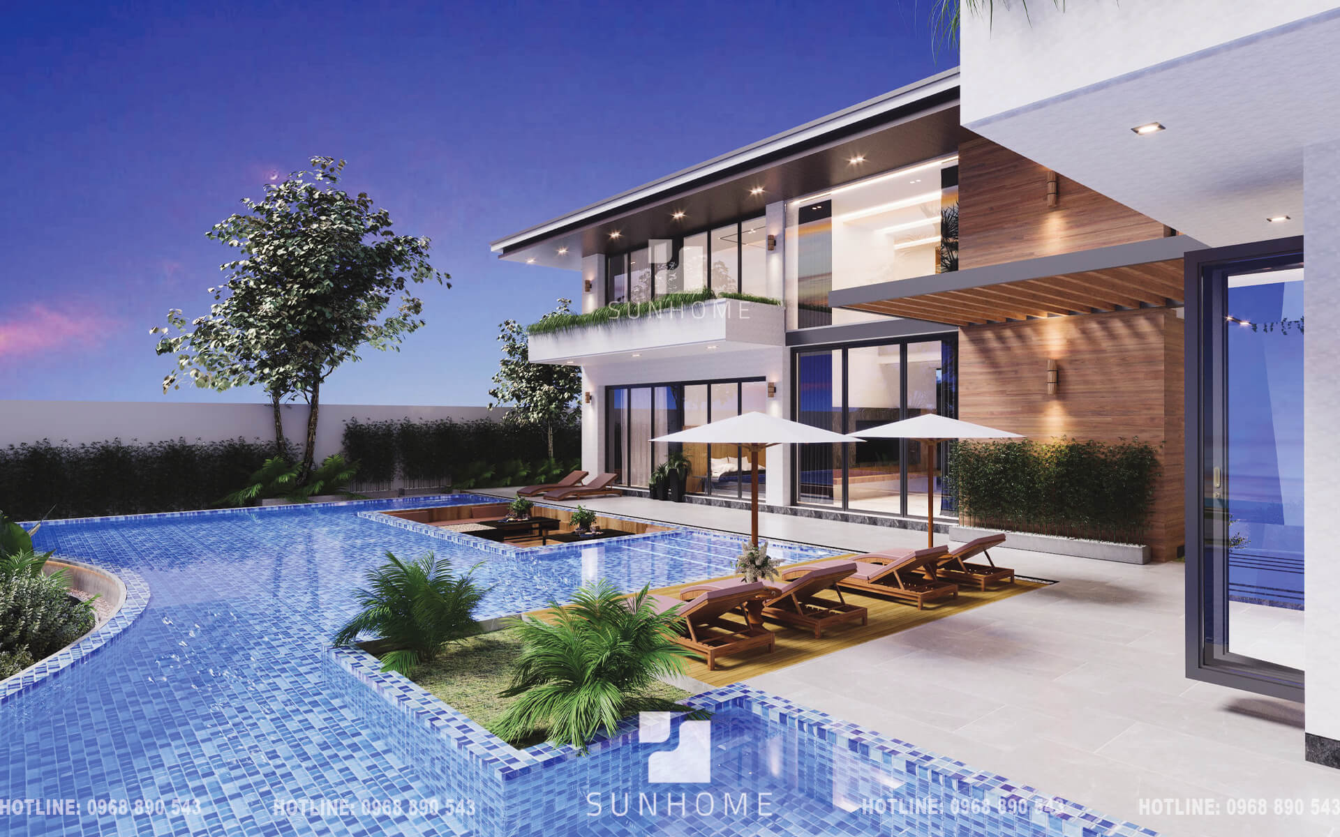 KIẾN TRÚC VILLA NGHỈ DƯỠNG CÓ HỒ BƠI HIỆN ĐẠI 4